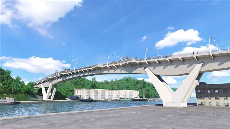  橋身設計以鯖魚為發想，打造特殊造型橋樑。（圖／蘇花改工程處提供）