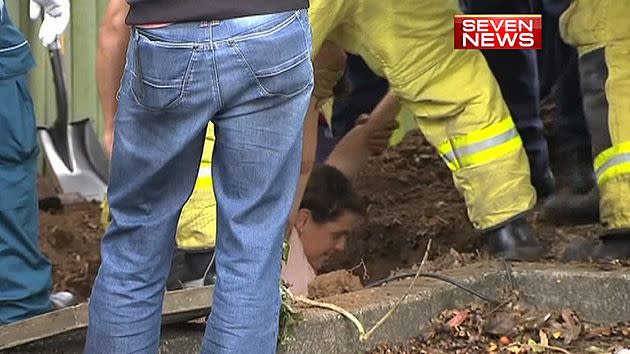 The 31-year-old woman told 7News she was in the drain after 'disagreements'.