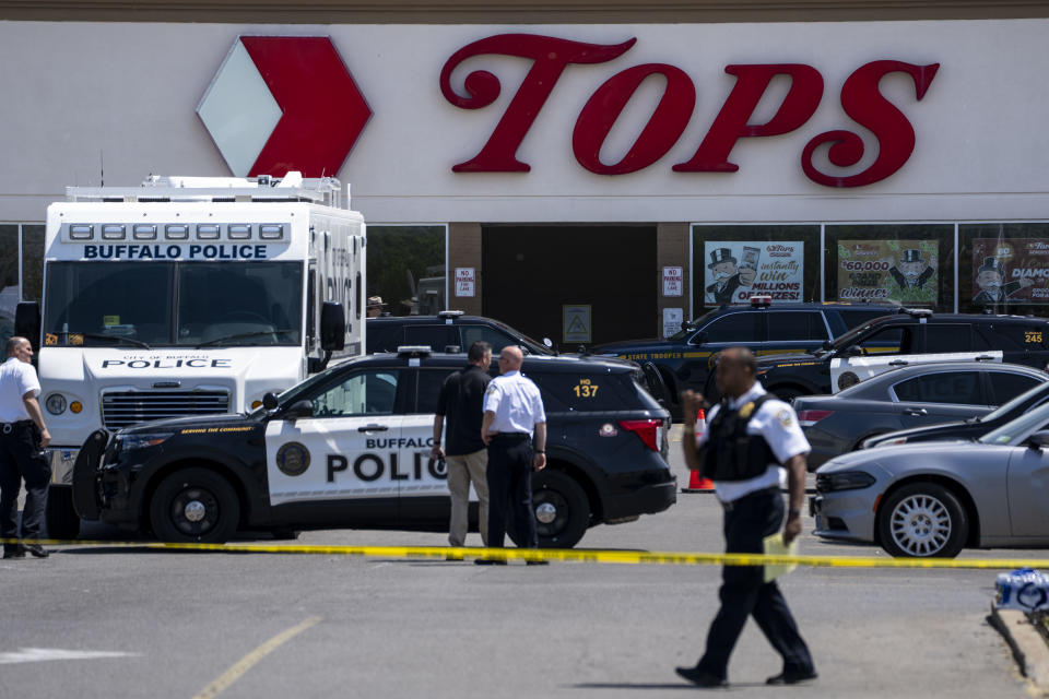 Law enforcement at a mass shooting in Buffalo, New York