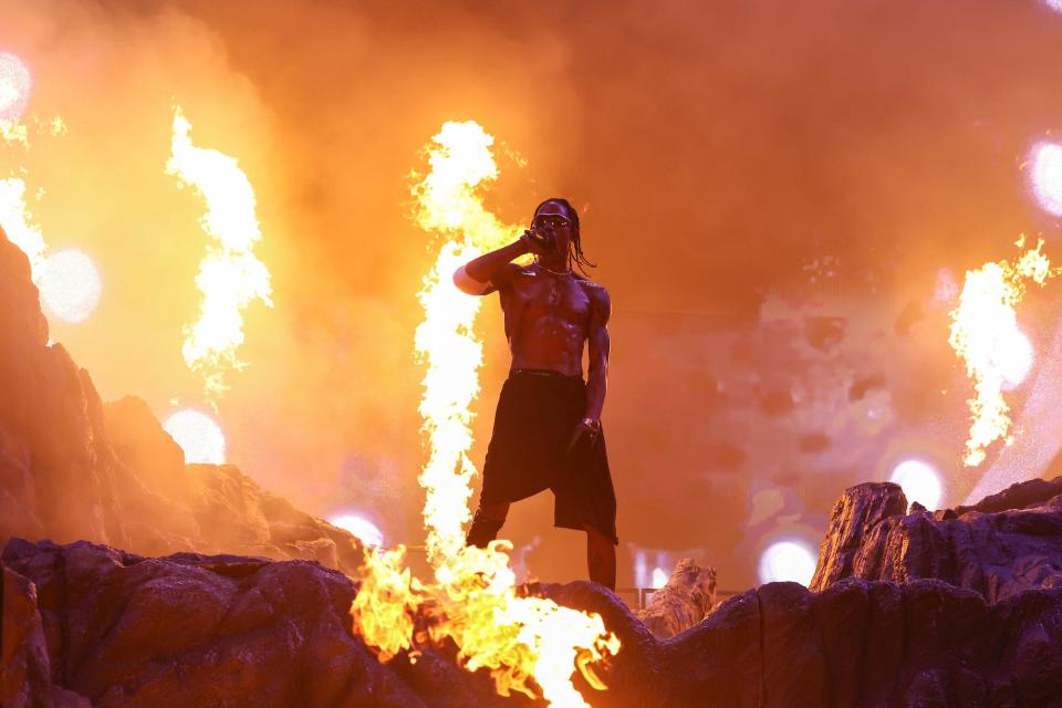 Travis Scott performs live on the main stage during day two of Wireless Festival 2023 at Finsbury Park on July 08, 2023 in London, England.