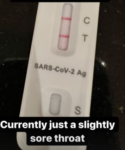 Phillip Schofield shared his positive lateral flow test on Instagram