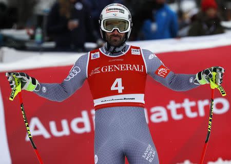 Alpine Skiing - FIS Alpine Skiing World Cup - Men's Alpine Super G - Kitzbuehel, Austria - January 19, 2018. Adrien Theaux of France. REUTERS/Leonhard Foeger