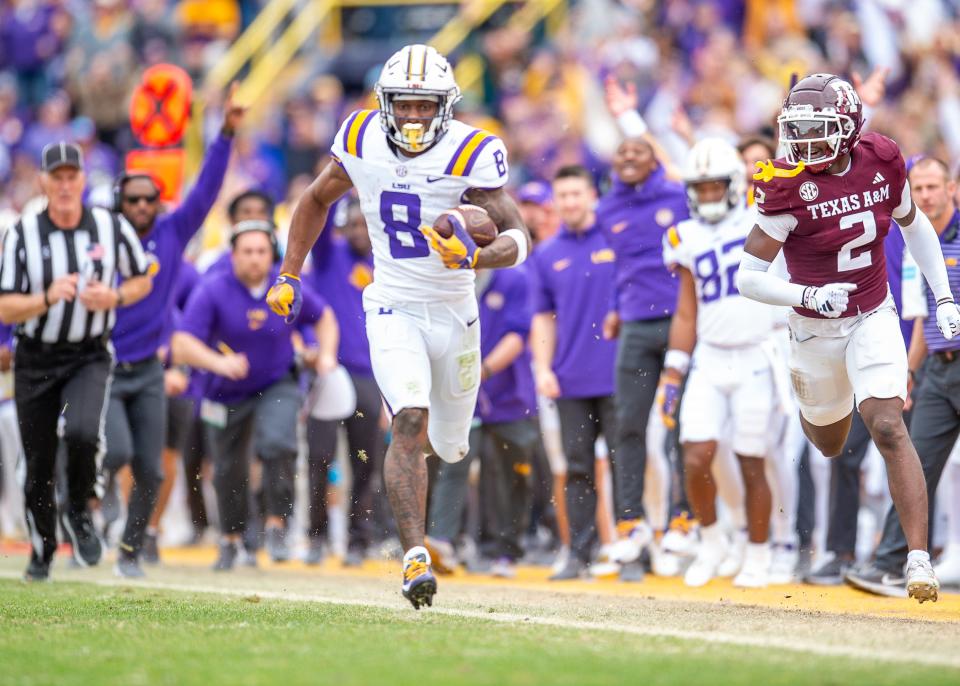 Malik Nabers had 86 catches for 1,546 yards with 14 touchdowns this season for LSU.