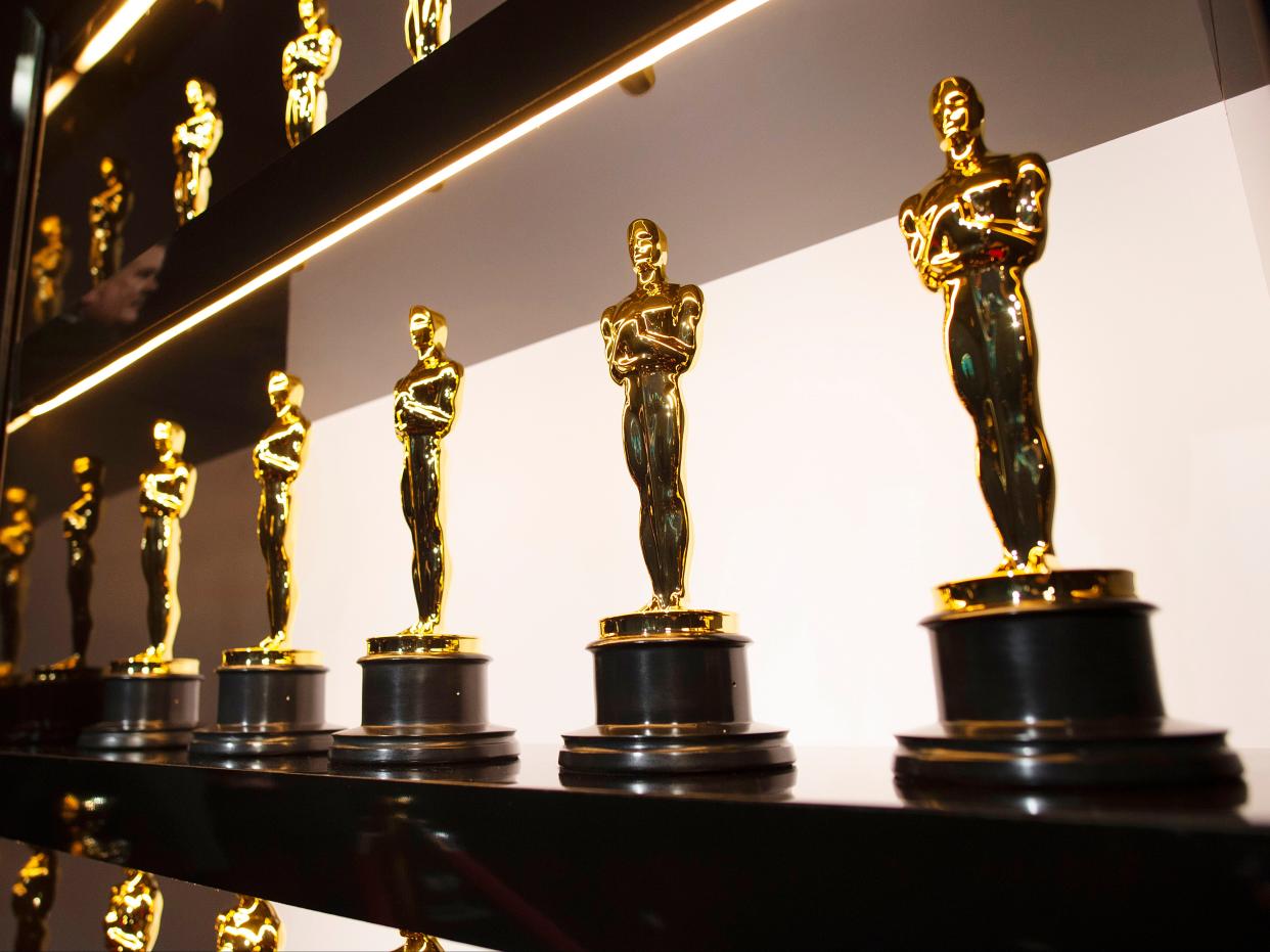 Oscars statuettes on display backstage at the 92nd Academy Awards on 9 February 2020 in Hollywood, California (Matt Petit – Handout/AMPAS via Getty Images)