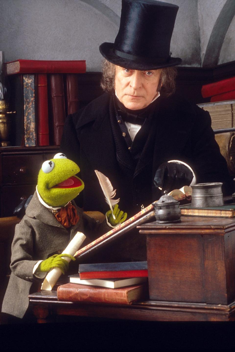 Kermit the Frog and Michael Caine in "The Muppet Christmas Carol."