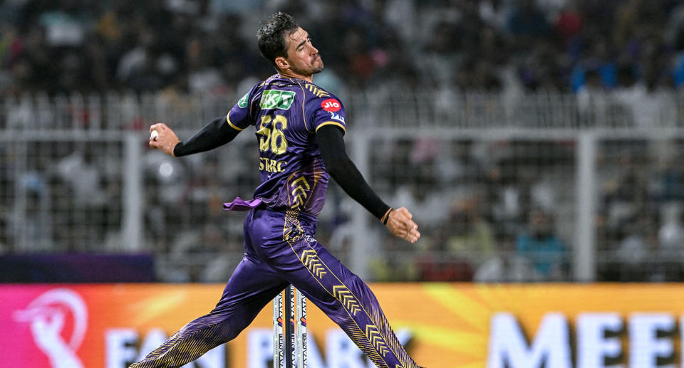 Seen here, Mitchell Starc bowling for the Kolkata Knight Riders in the IPL.