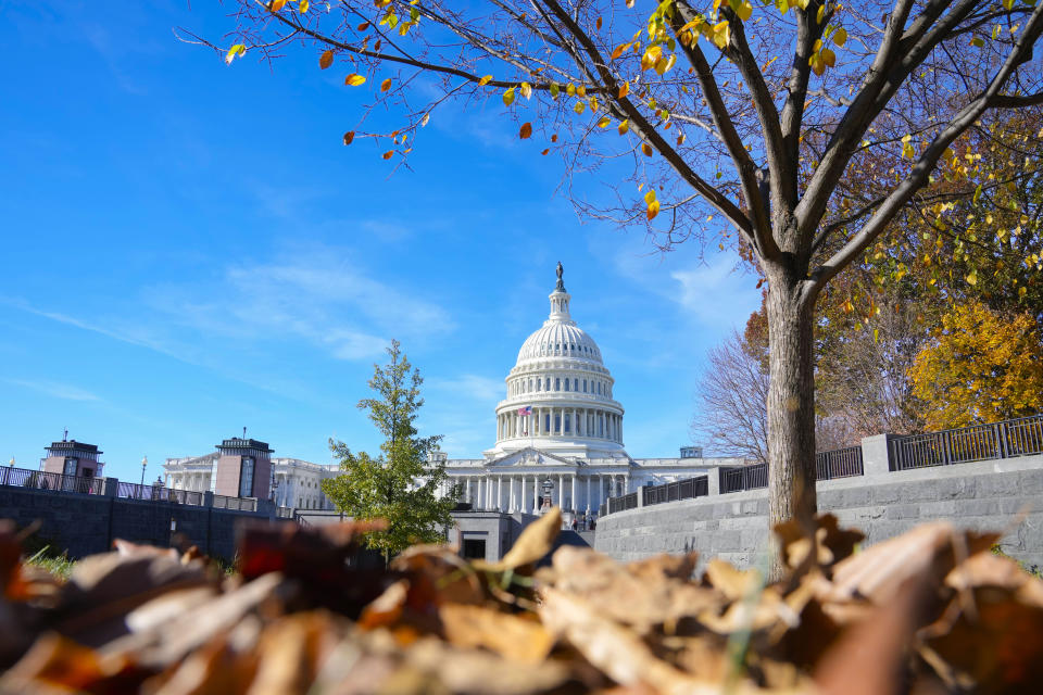 The U.S Capitol is seen on Election Day in Washington, Tuesday, Nov. 8, 2022. (AP Photo/Mariam Zuhaib)