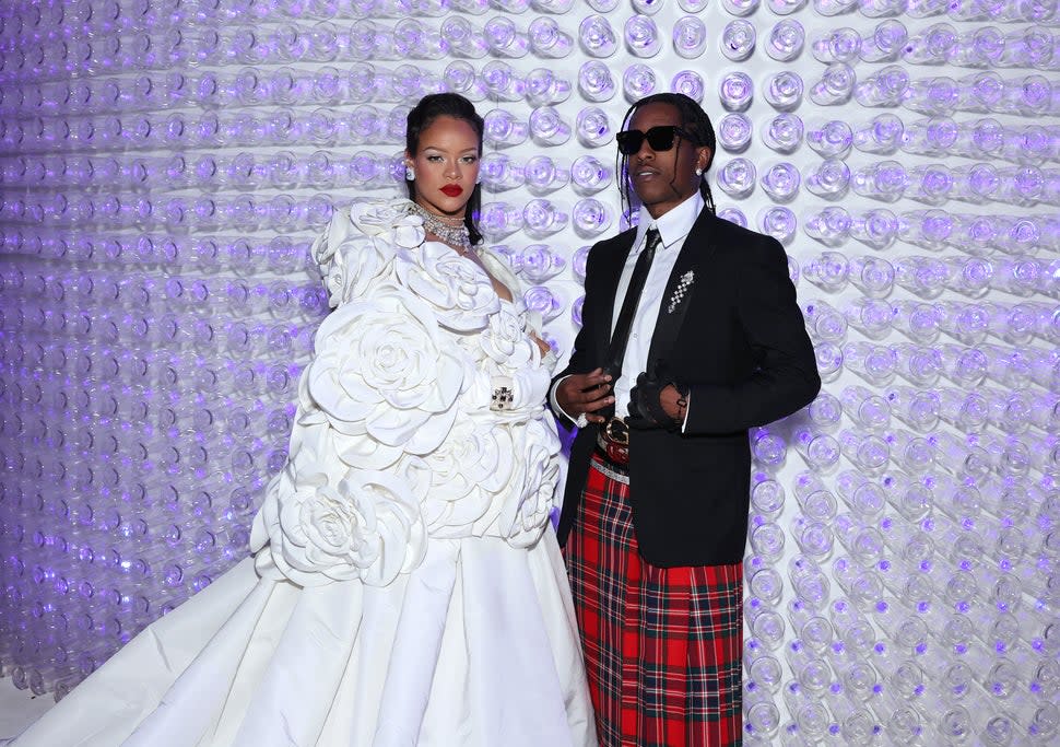 Rihanna and A$AP Rocky attend The 2023 Met Gala Celebrating 