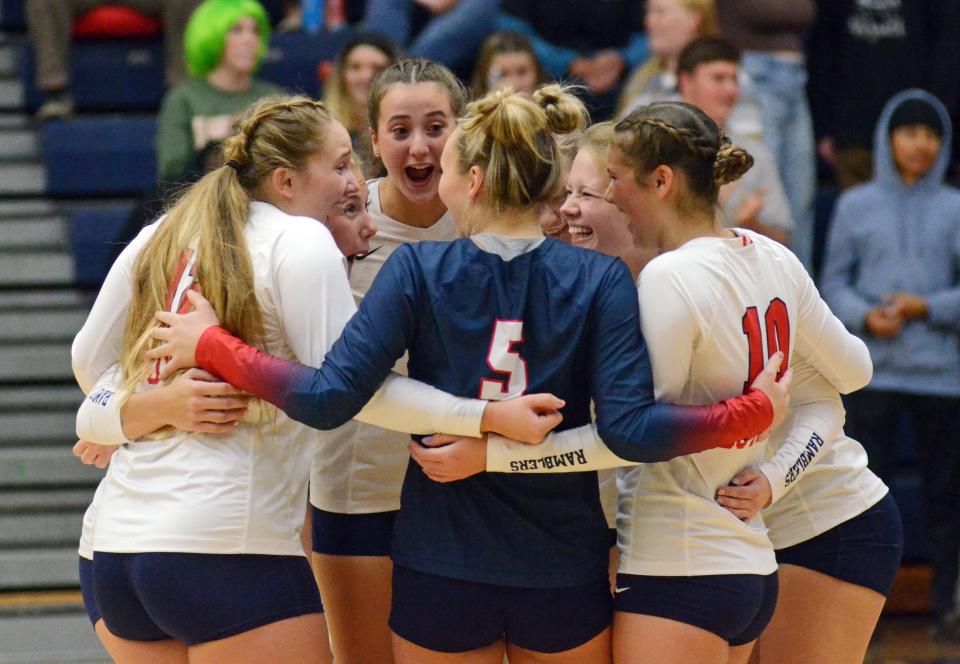 The Boyne City volleyball team welcomed in a pair of tough Ski Valley Conference opponents Thursday, ending the night better than it began with a split.