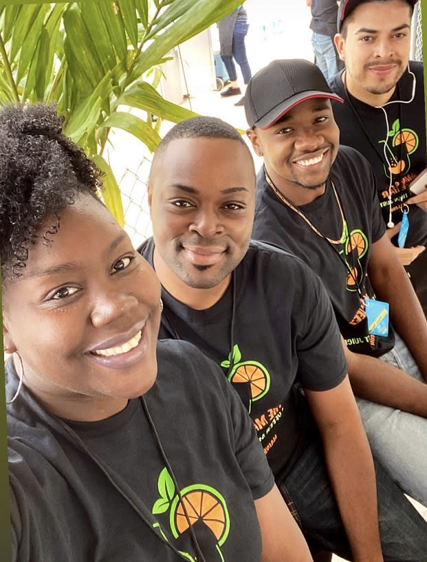 The team behind the Squeeze Juice Bar in North Miami Beach, which specializes in fresh juices and Mediterranean cuisine. The restaurant has seen increased foot traffic thanks to Florida Black Restaurant Week. (Elan Doeman)