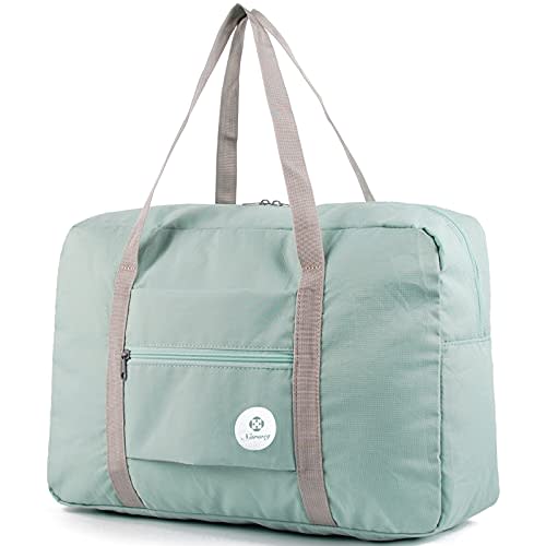 Narwey For Spirit Airlines Foldable Travel Duffel Bag Tote Carry on Luggage Sport Duffle Weekender Overnight for Women and Girls (1112 Mint Green) (AMAZON)