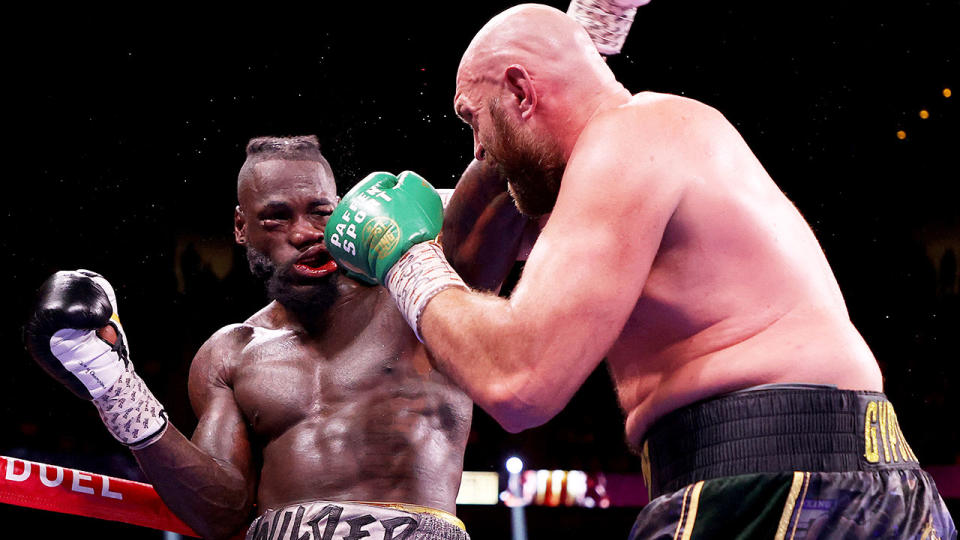 Seen here, Tyson Fury catches Deontay Wilder with a brutal right to the face.