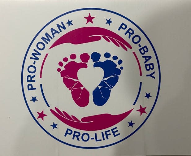 The emblem on a flag that the Pro-Life Flag Project sought to fly on a town of Sandwich flagpole.