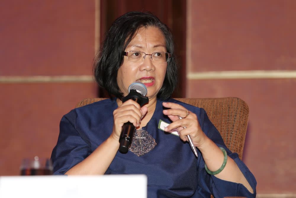 Maria Chin Abdullah speaks during the Malaysian Strategic Financial Outlook Forum in Kuala Lumpur March 12, 2019. — Picture by Choo Choy May