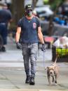 <p>The actor walked his dog while wearing a mask in New York City.</p>