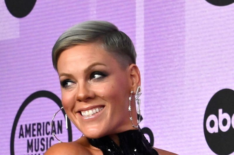 Pink arrives for the American Music Awards in Los Angeles in November. File Photo by Jim Ruymen/UPI