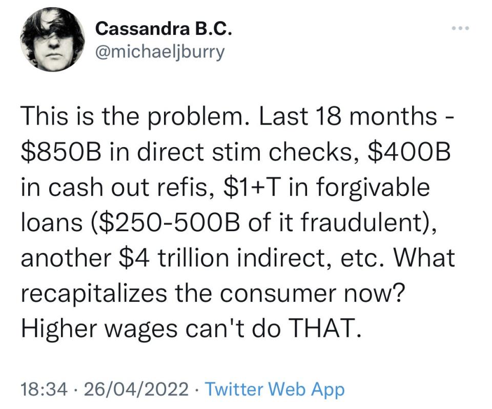 Michael Burry tweet about stimulus