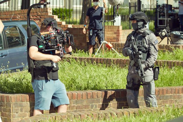 Filming took place at a north London housing estate (Photo: Matt Frost)