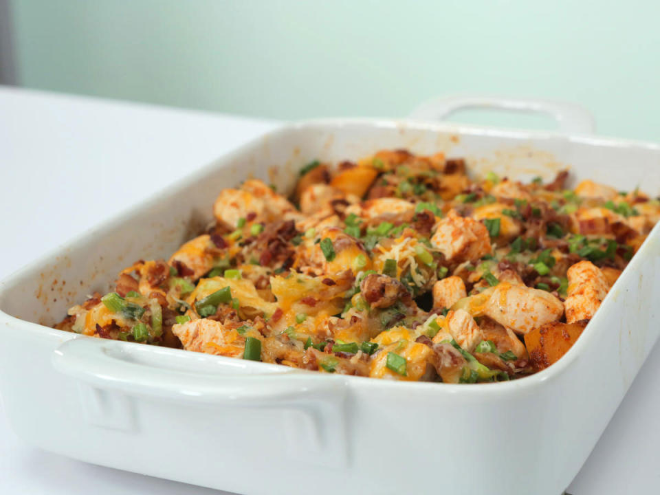 Loaded Potato and Buffalo Chicken Casserole