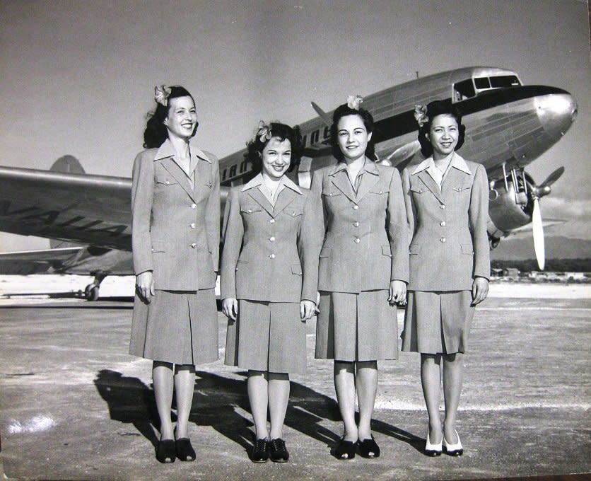 In 1943, Hawaiian Airlines hired its first flight attendants.