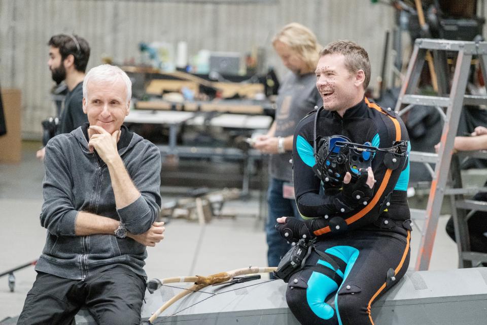 James Cameron and Sam Worthington on the set of “Avatar: The Way of Water” - Credit: ©Walt Disney Co./Courtesy Everett Collection