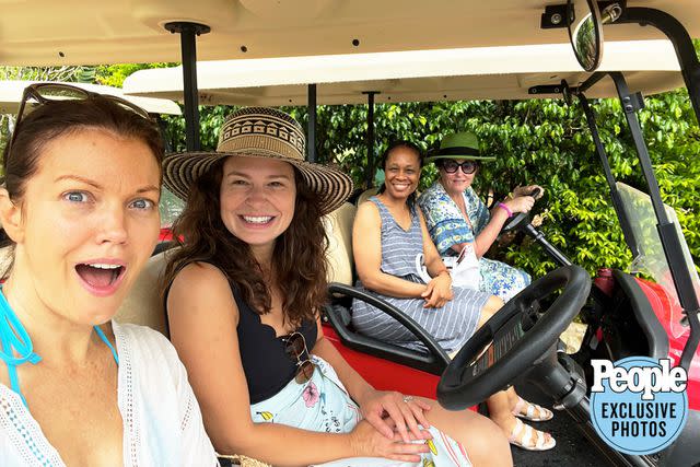 <p>Courtesy of Katie Lowes</p> A golf cart was the transportation of choice.
