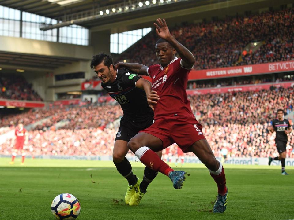 Georginio Wijnaldum in action for Liverpool against Palace at the weekend (Getty)