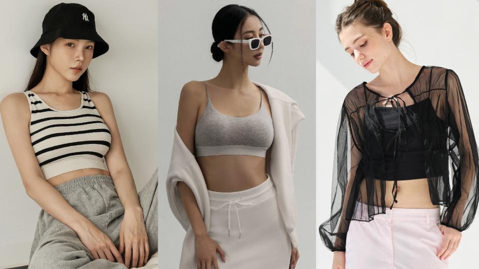 【潮流#tag】夏天必備Bra Top！單穿內搭一件搞定：lululemon、愛迪達…韓妞最愛NYLORA顯瘦又時髦！圖片來源：EASY SHOP、CHENN CHENN、PEACH JOHN