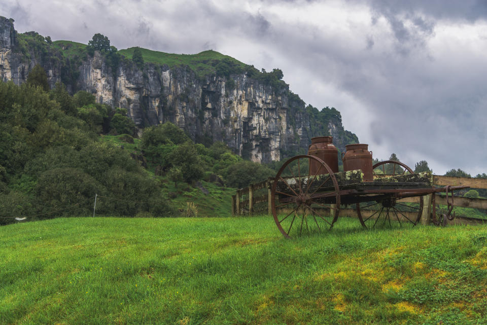 Piopio, North Island, New Zealand - November, 18 2019: the Hairy Feet Waitomo, an Hobbit Film Location, in a cloudy day of spring.