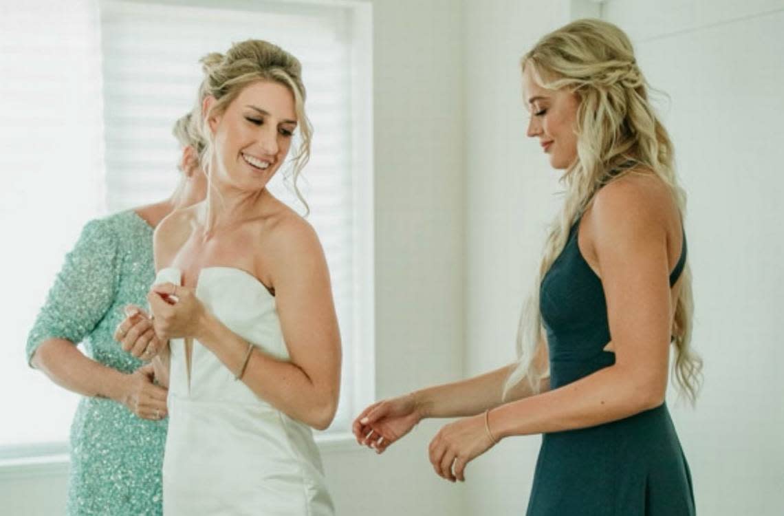 Former Missouri Tigers basketball star Sophie Cunningham, right, with older sister Lindsey Cunningham Hudson at the latter’s recent wedding ceremony.