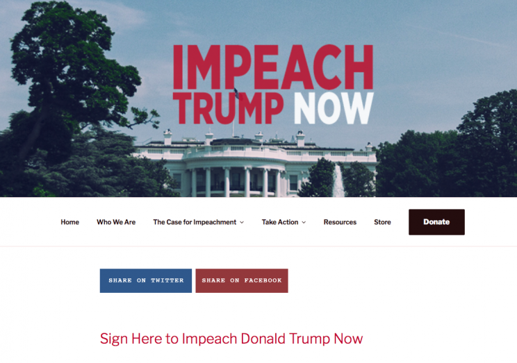 The website has received over 900,000 signatures (Picture: Impeachdonaldtrump)