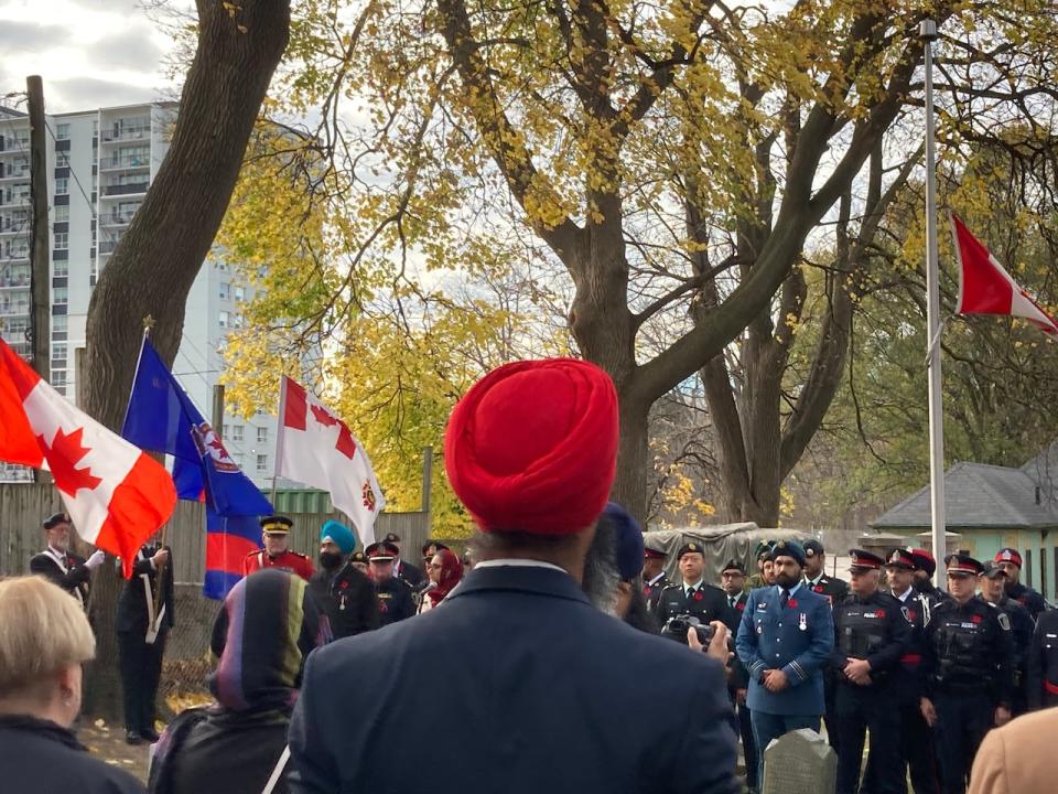 Hundreds gathered at Mount Hope Cemetery in Waterloo Region to honour Pte. Buckam Singh.