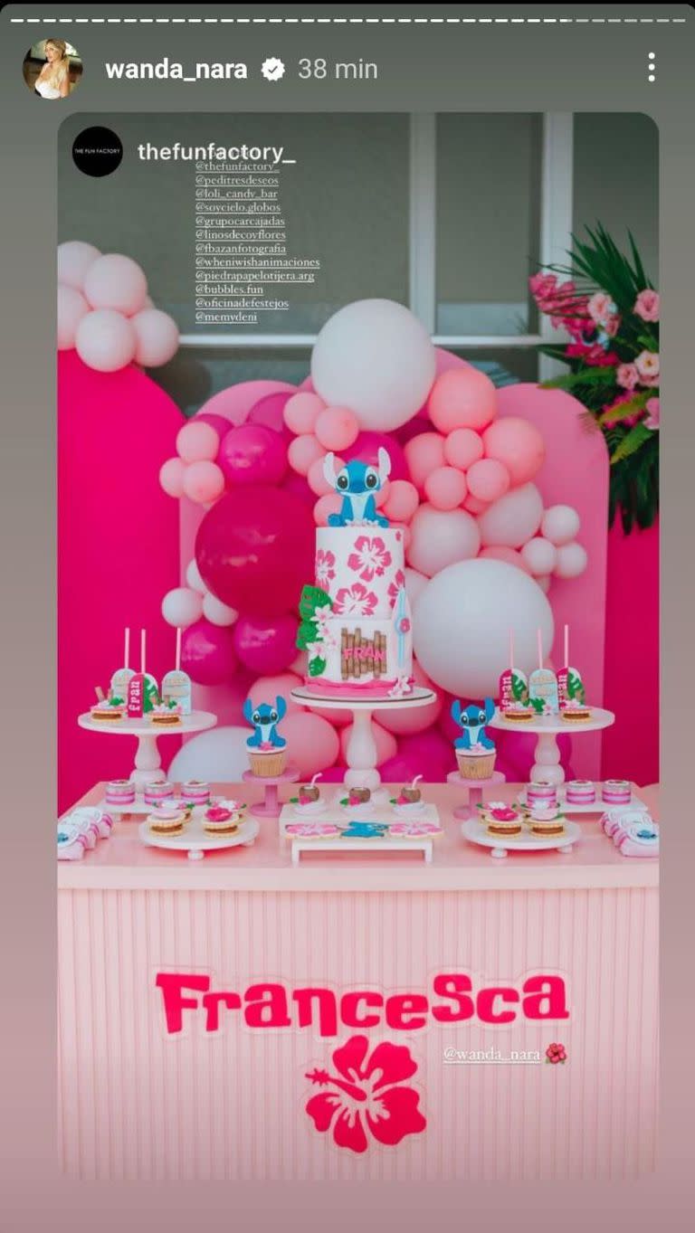 Detalles de la increíble fiesta de cumpleaños temática de Francesca, hija de Mauro Icardi y Wanda Nara