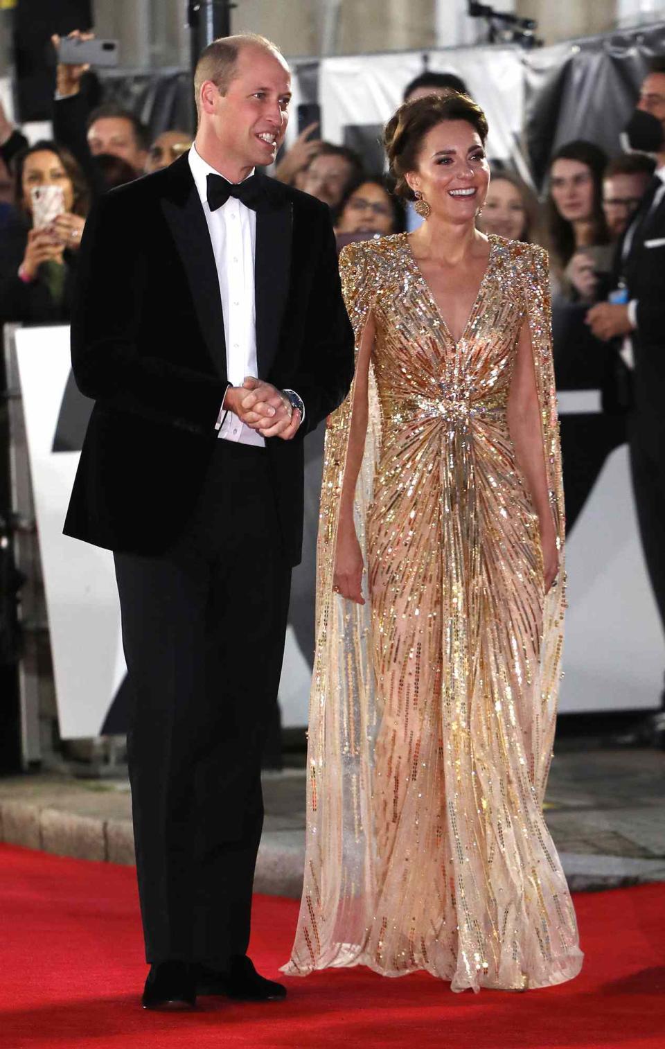 Prince William, the Duke of Cambridge and Catherine, the Duchess of Cambridge attend the "No Time To Die" World Premiere at Royal Albert Hall on September 28, 2021 in London, England