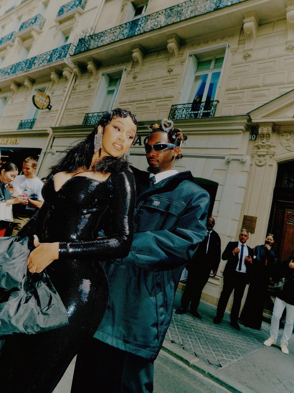 A-list duo Cardi B and her husband Offset showed up to the July 5 Balenciaga runway in matching black looks amid cheating rumors.