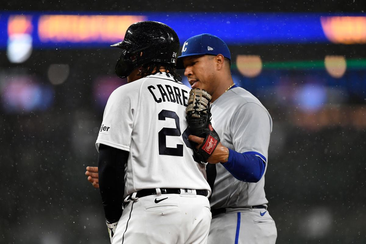 Detroit Tigers right fielder Matt Vierling (8) heads for the dugout in the  game against the Colorado Rockies. The Rockies defeated the Tigers 8-5 in  Denver on Friday, June 30, 2023. (Margaret