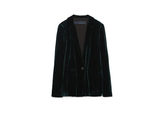 Zara Green Velvet Studio Jacket