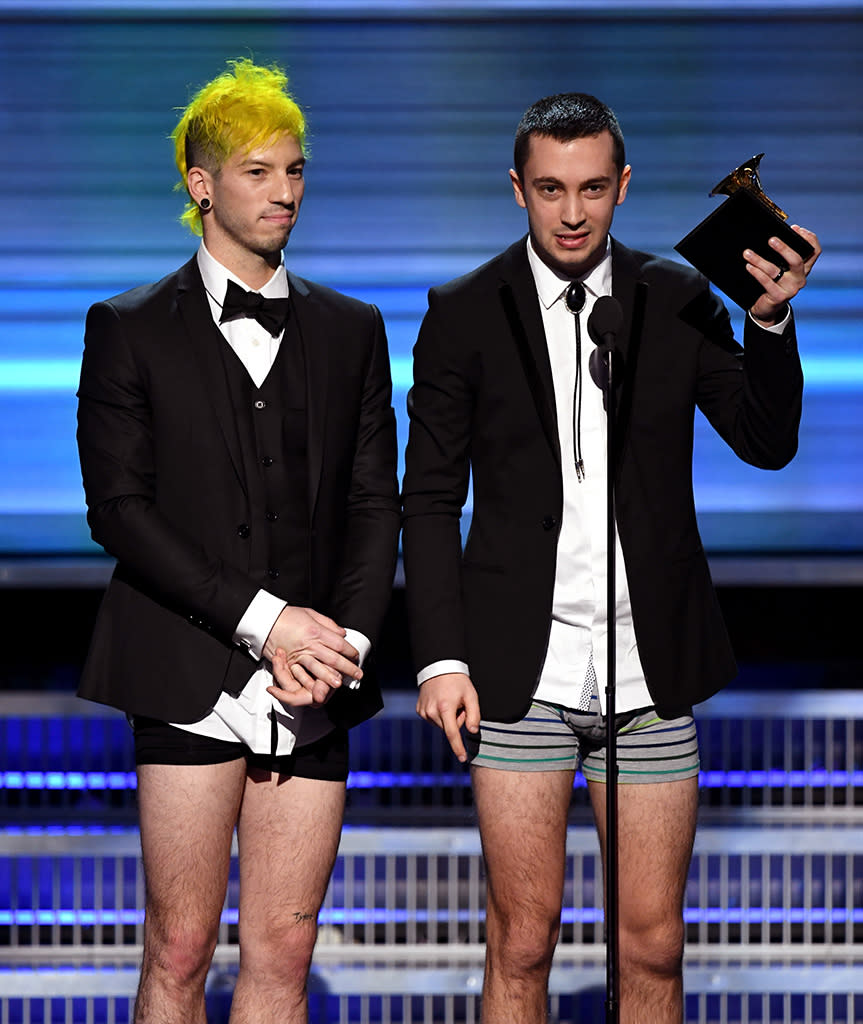 Josh Dun and Tyler Joseph of music group Twenty One Pilots