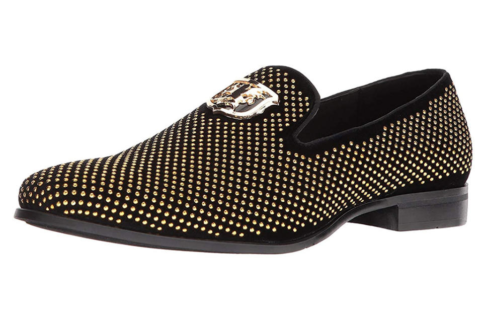 stacy adams, gold loafers