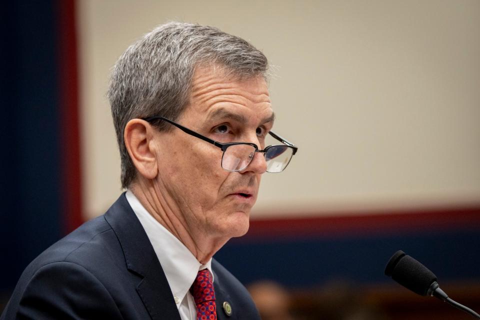 Michael Whitaker, Administrator of the FAA, testifies in front of the House Transportation and Infrastructure committee on Tuesday. Whitaker said he would continue to emphasize safety as agencies and airlines continue to scrutinize the manufacturer's operations.