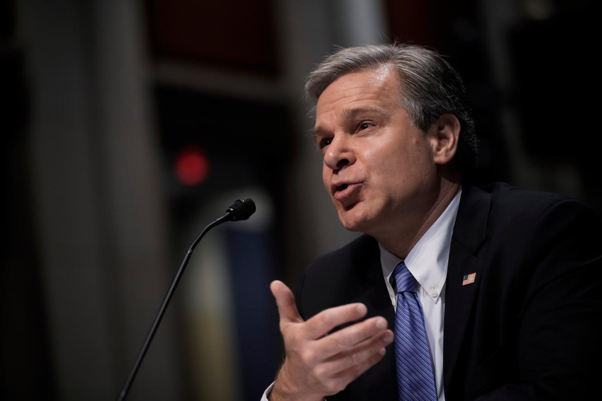 FBI director Christopher Wray testifies during a House Judiciary Committee oversight hearing on Capitol Hill on 10 June, 2021 (Getty Images)