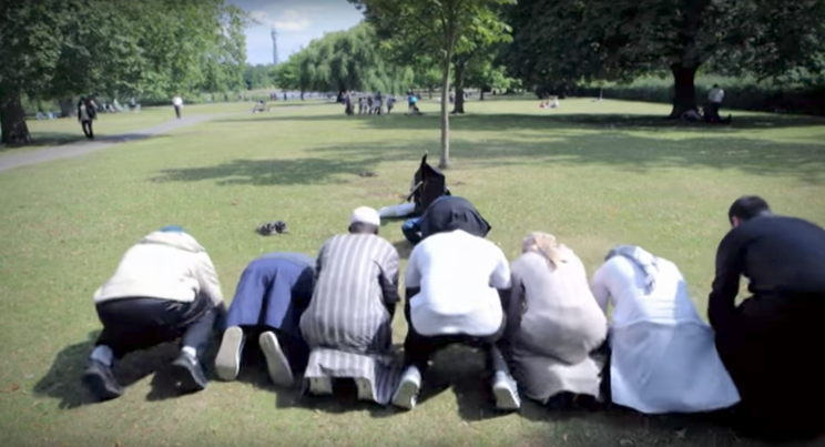 The terror suspect, third from right, appeared in a documentary about Islamic extremism last year