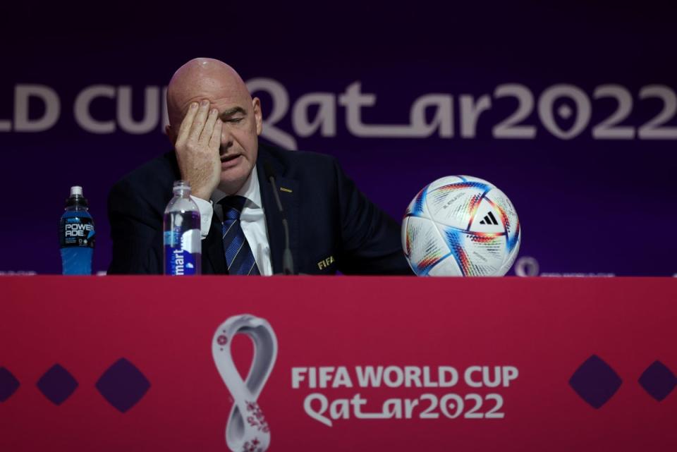 Infantino appears stung at the coverage surrounding the Qatar World Cup (Getty Images)