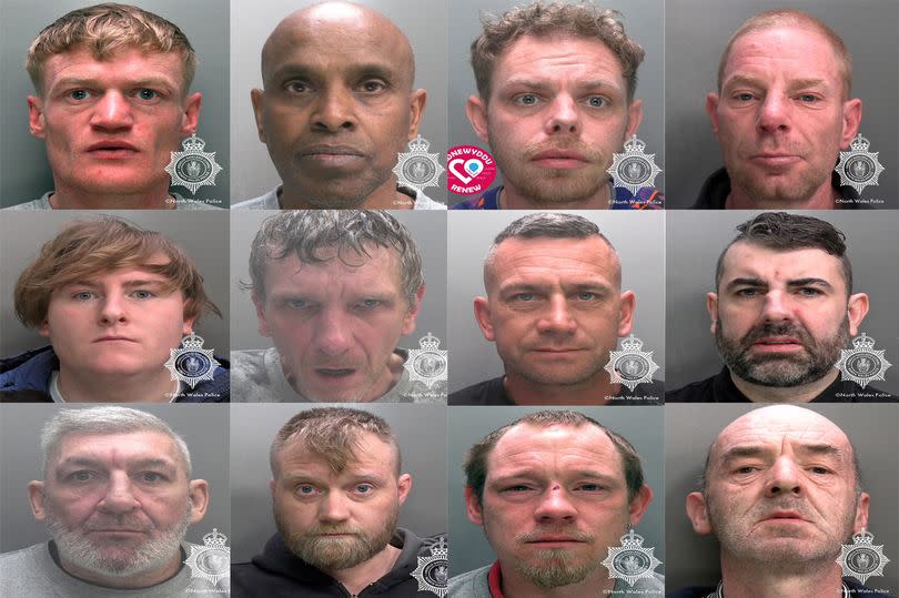 These defendants were locked up in North Wales in June. They are (top, left to right) Gordon Watts, Sureshkumar Thuruirajah, Sam Stopforth, Grant Woods, (middle, left to right) Edward McDonagh, Marcus Rahilly, Steven Halliday and Nicholas Bagnall, and (bottom, left to right) Dewi Evans, Christopher Fisher, Lee Ure and Ian Edwards