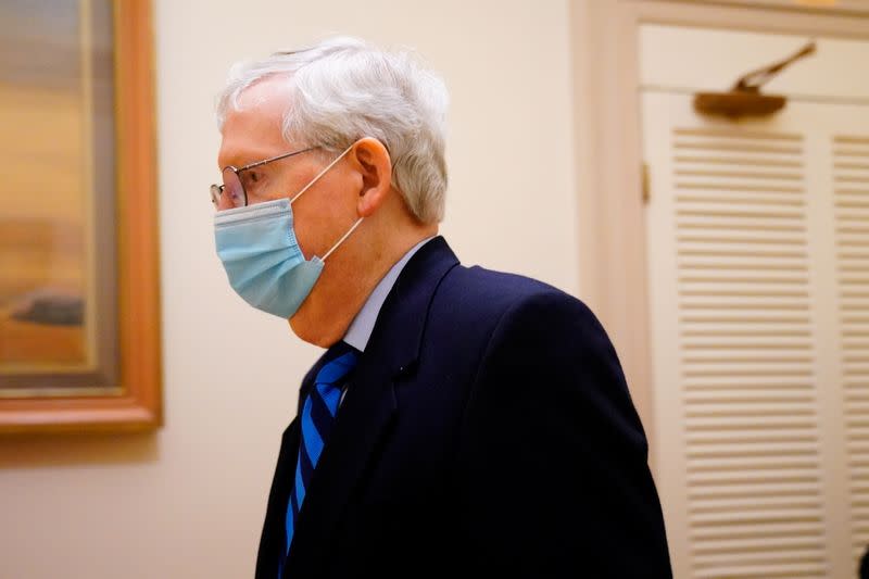 FILE PHOTO: U.S. Senate Majority Leader McConnell participates in a walk-through of Biden's presidential inauguration events at the U.S. Capitol in Washington