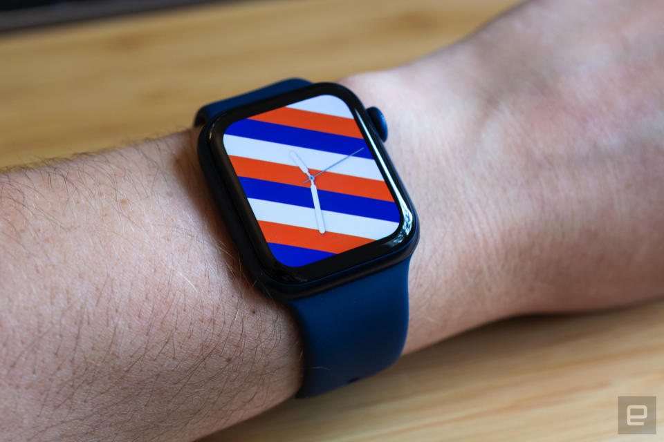 The Apple Watch Series 6 on a person's wrist.