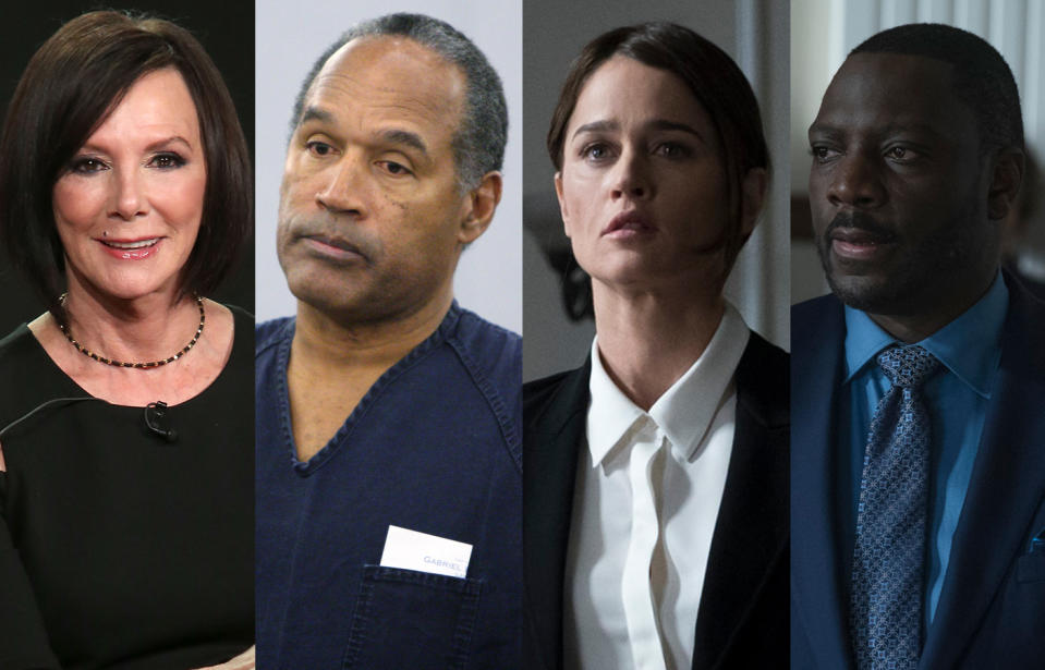 Marcia Clark, O.J. Simpson, Robin Tunney, and Adewale Akinnuoye-Agbaje. (Photo: Getty Images/ABC)