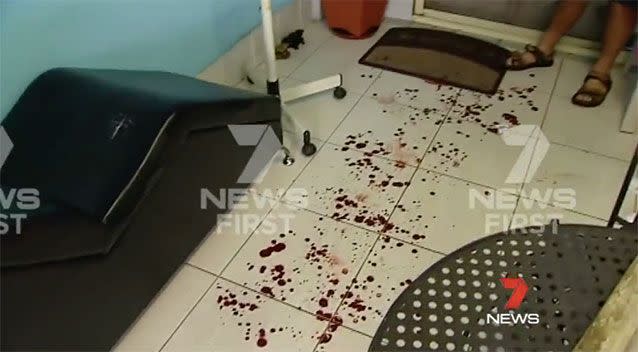 A stabbing victim reportedly ran to a nearby hair salon for help. Pictures: 7 News