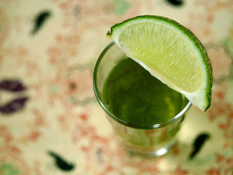 <strong>Get the <a href="http://www.huffingtonpost.com/2011/10/27/green-goblin-shot_n_1059592.html">Green Goblin Shot recipe</a></strong>