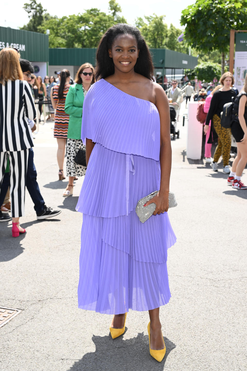 LONDON, ENGLAND - JULY 03: Oti Mabuse attends day one of the Wimbledon Tennis Championships at the All England Lawn Tennis and Croquet Club on July 03, 2023 in London, England. (Photo by Karwai Tang/WireImage)